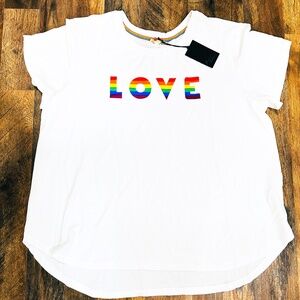 NEW Jane & Delancey LQBTQ Rainbow Love White T-Shirt Women's 1X or 2X Brand new